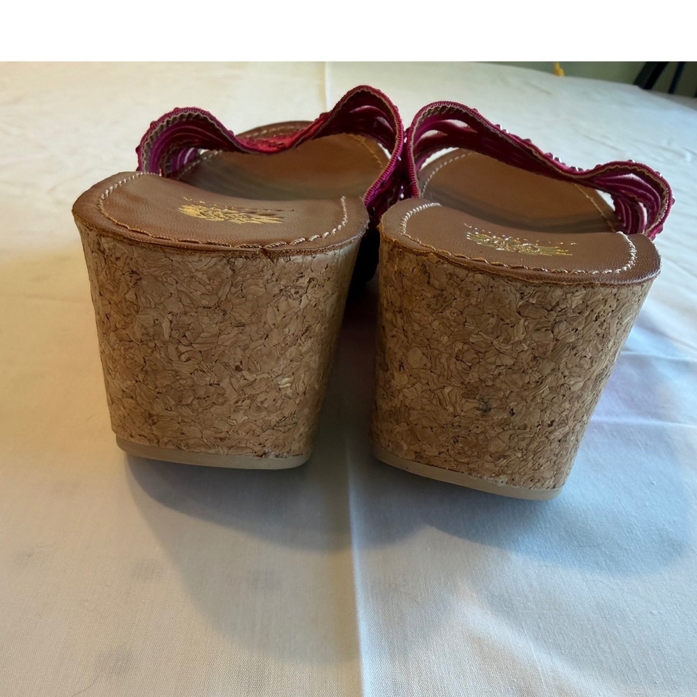 Yellow Box Pink Studded Cork Wedge Sandals - Picture 3 of 6